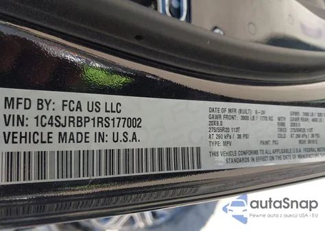 2024 Jeep Wagoneer L Series Ii 4X2 из США, поврежденный, VIN 1C4SJRBP1RS177002